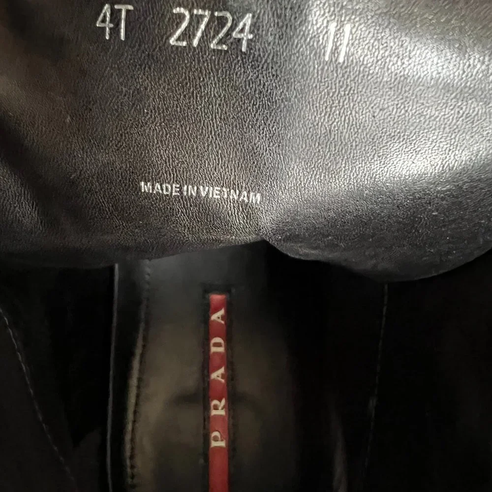 Prada Men's Black High Top Leather Trainers Sneakers - Picture 10 of 10